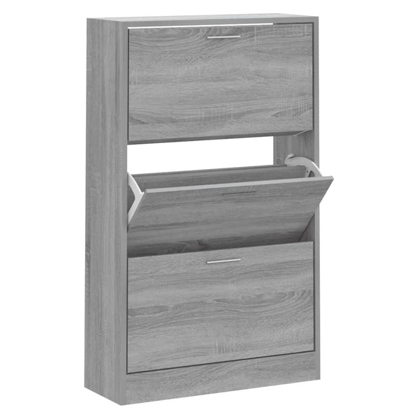 Grauer Schuhschrank Ernesta 63x24x103cm (Holz)