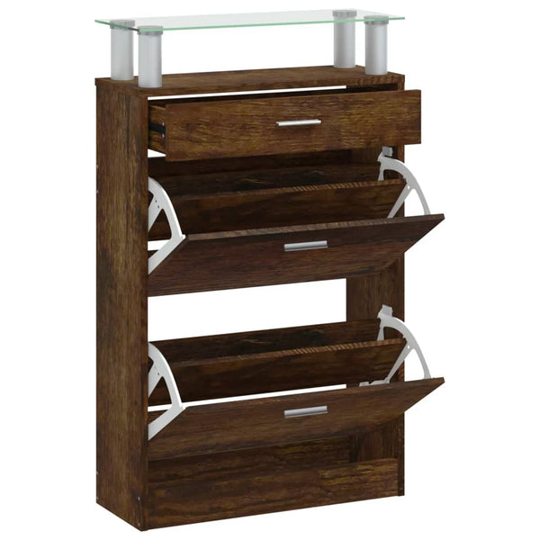 Schuhschrank Geanela, Wildeiche, 63x24x104 cm (Holz)