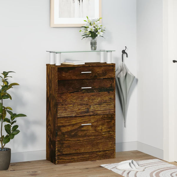 Schuhschrank Geanela, Wildeiche, 63x24x104 cm (Holz)