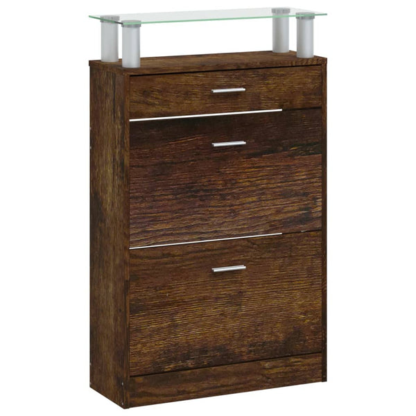 Schuhschrank Geanela, Wildeiche, 63x24x104 cm (Holz)