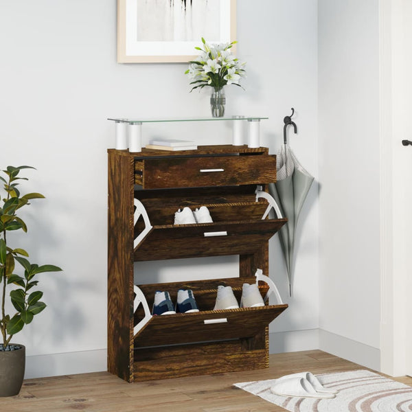 Schuhschrank Geanela, Wildeiche, 63x24x104 cm (Holz)