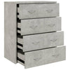 Betongraues Sideboard mit 4 Schubladen General 60x30,5x71cm