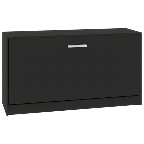 Schwarzer Schuhschrank Tiborel 80x24x45cm (Holz)