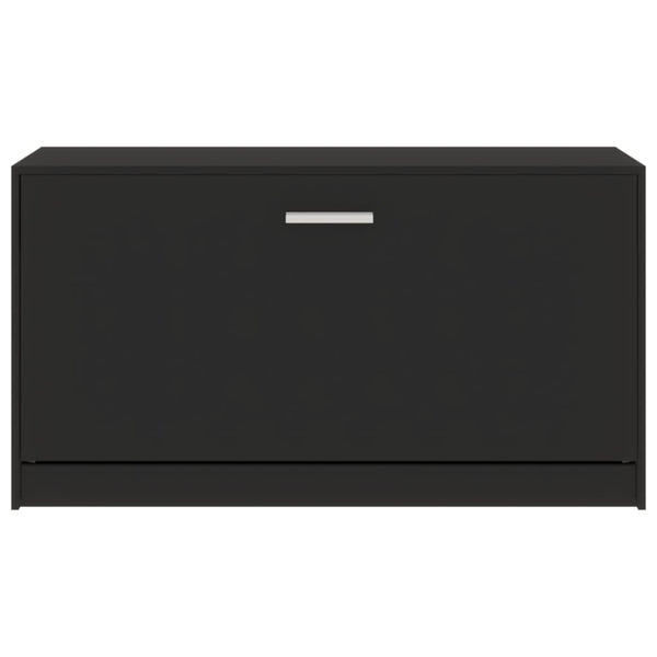 Schwarzer Schuhschrank Tiborel 80x24x45cm (Holz)