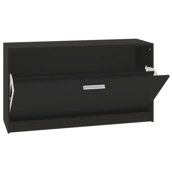 Schwarzer Schuhschrank Tiborel 80x24x45cm (Holz)
