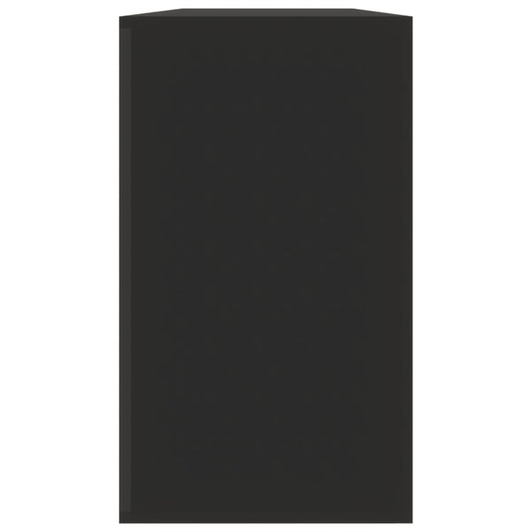 Schwarzer Schuhschrank Tiborel 80x24x45cm (Holz)