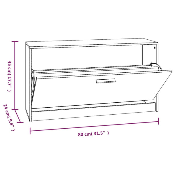 Schuhregal Tiborel 80x24x45cm betongrau (Holz)