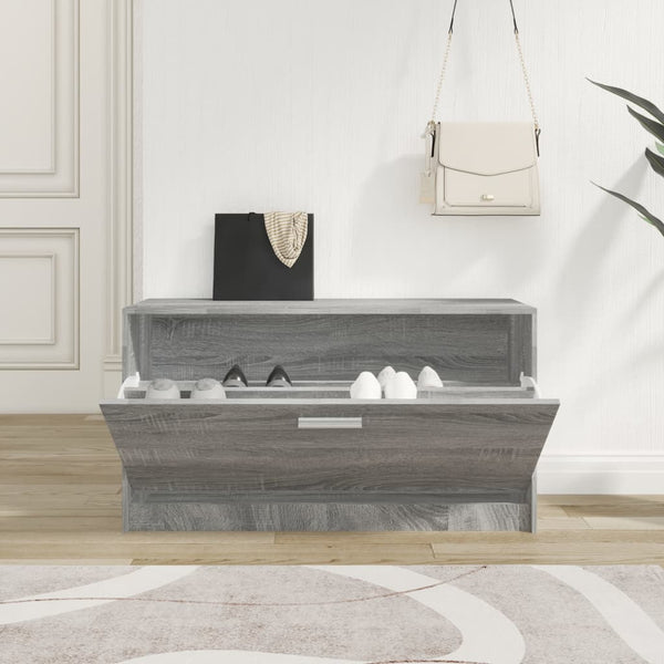 Graue Schuhbank Tiborel 80x24x45cm (Holz)
