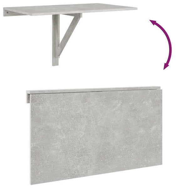 Betongrauer Klapptisch zur Wandmontage Iordanel 100x60x56cm (Holz)