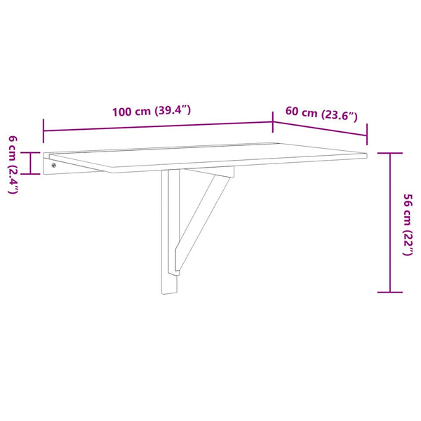 Betongrauer Klapptisch zur Wandmontage Iordanel 100x60x56cm (Holz)