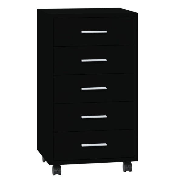 Schwarze Rollkommode Olgheta (Holz)
