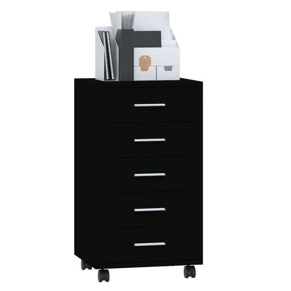 Schwarze Rollkommode Olgheta (Holz)