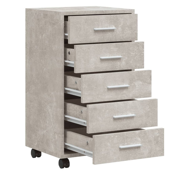 Betongraue Kommode auf Rollen Olgheta (Holz)