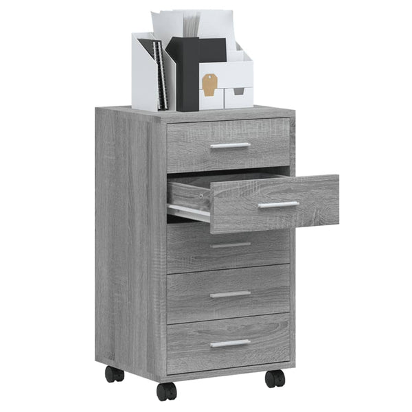 Grauer Rollcontainer Olgheta (Sonoma-Holz)