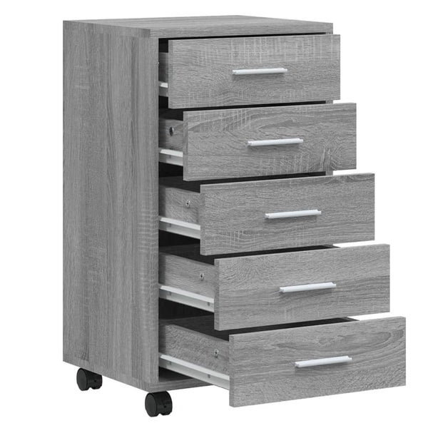 Grauer Rollcontainer Olgheta (Sonoma-Holz)