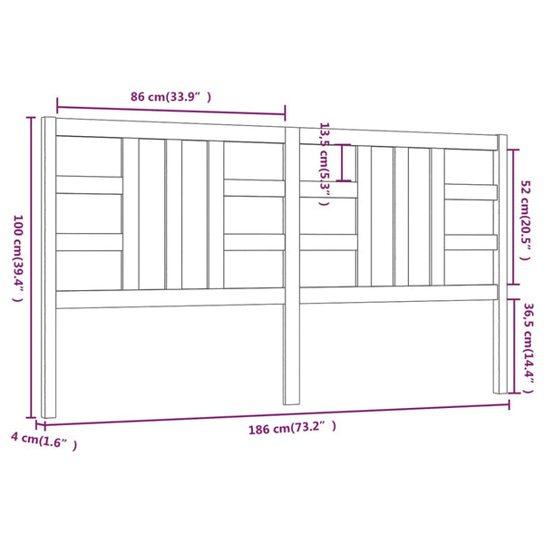 Kopfgitter Grau Buriga 186x4x100cm (Kiefer)
