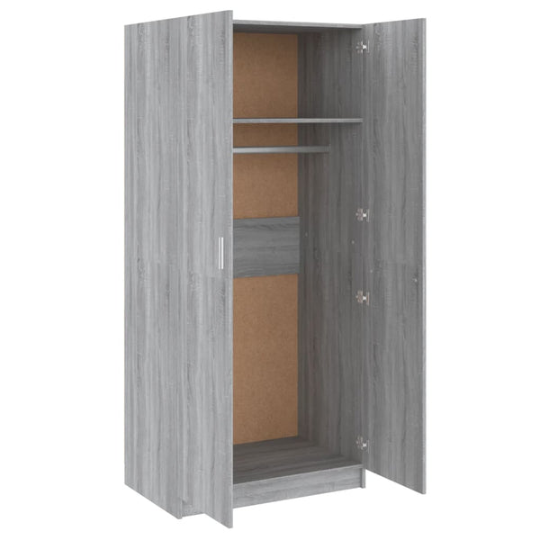 Grauer Kleiderschrank Altobrando 80x52x180cm (Holz)