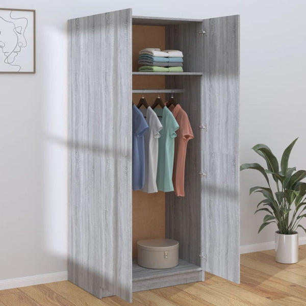 Grauer Kleiderschrank Altobrando 80x52x180cm (Holz)