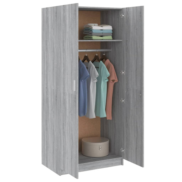 Grauer Kleiderschrank Altobrando 80x52x180cm (Holz)