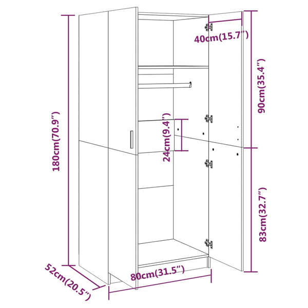 Grauer Kleiderschrank Altobrando 80x52x180cm (Holz)