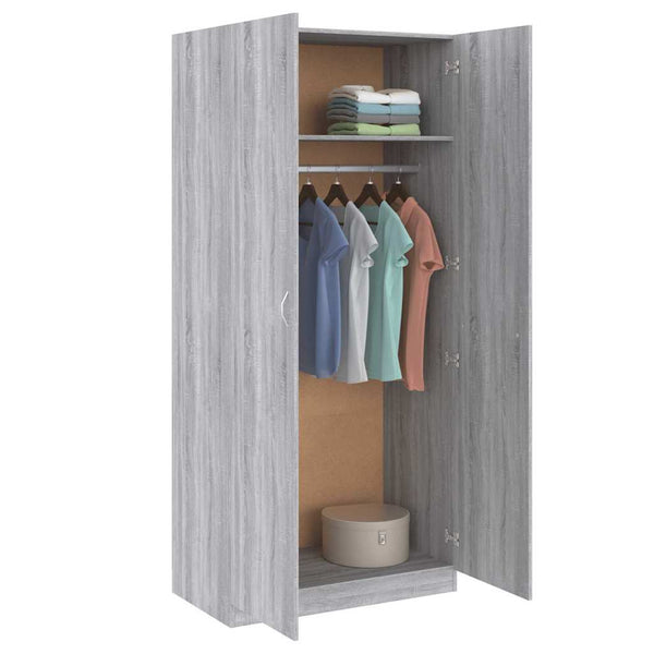 Grauer Kleiderschrank Pirus 90x52x200cm (Holz)