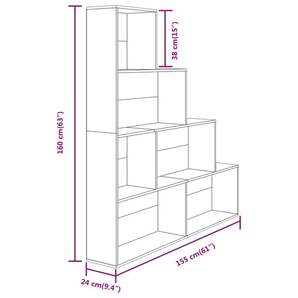 Braunes Bücherregal Verginiea 155x24x160cm (Eiche)