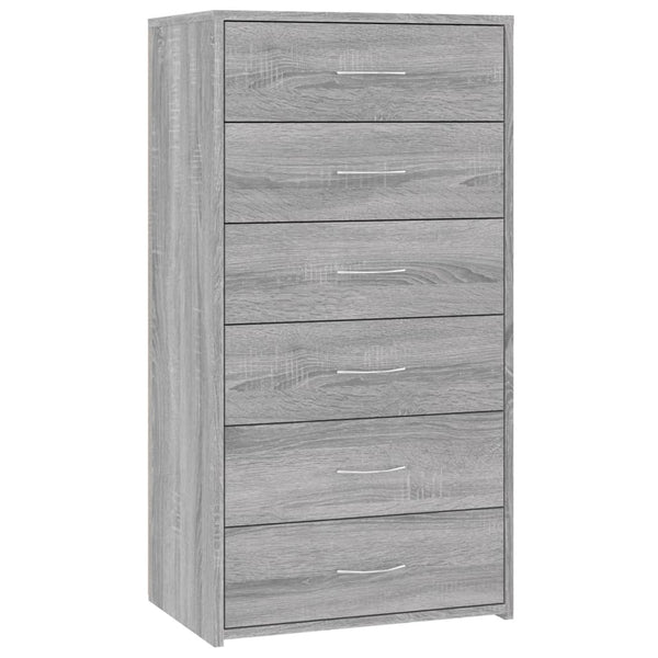 Harmaa senkki 6 laatikolla Licxanadra 50x34x96cm (puinen)