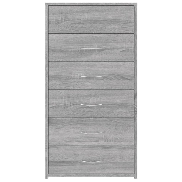 Harmaa senkki 6 laatikolla Licxanadra 50x34x96cm (puinen)