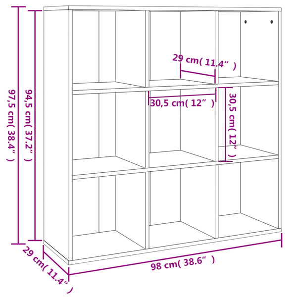 Bücherregal Mignona aus Rauchereiche 98x29x97,5cm