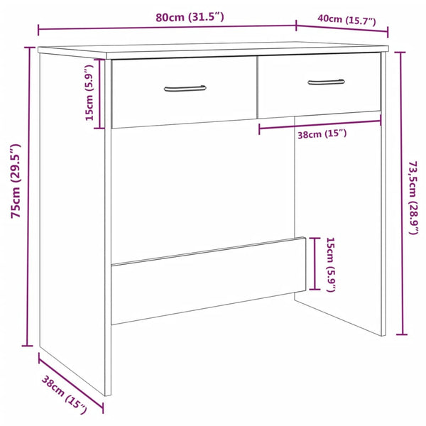Schreibtisch Rauch-Eiche Carolica 80x40x75cm (Holz)