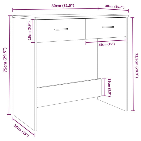 Grauer Schreibtisch Carolina 80x40x75cm (Holz)