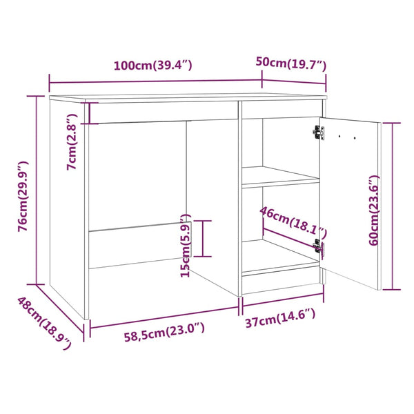 Grauer Schreibtisch Bello 100x50x76cm (Holz)