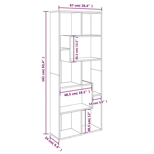 Graues Bücherregal Ilda 67x24x161cm (Holz)