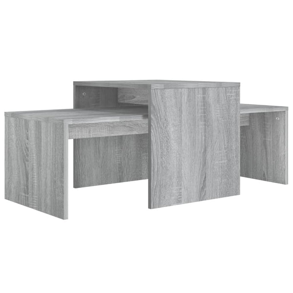 Graues Couchtisch-Set Geralyn 100x48x40cm (Holz)