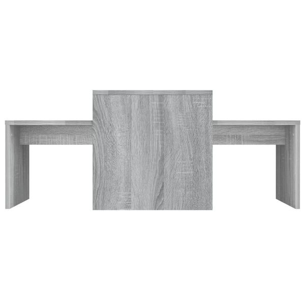 Graues Couchtisch-Set Geralyn 100x48x40cm (Holz)