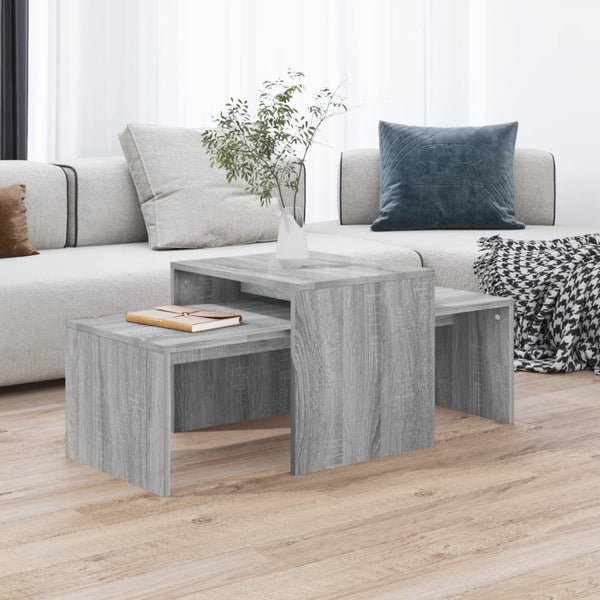 Graues Couchtisch-Set Geralyn 100x48x40cm (Holz)