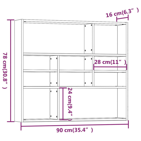 Graues Wandregal Ispasia 90x16x78cm (Holz)