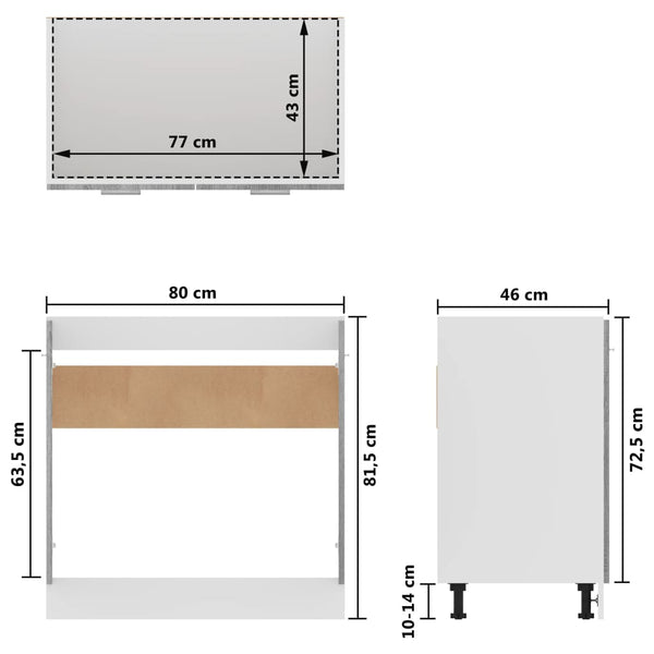 Grauer Waschtischunterschrank Pompilas 80x46x81,5cm (Holz)