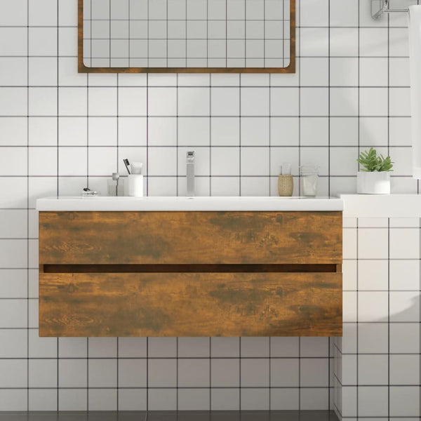 Waschtischunterschrank Eiche geräuchert Portaru 100x38,5x45cm (Holz)