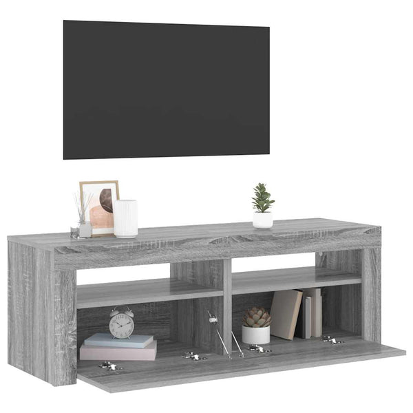 Graues TV-Möbel Athema 120x35x40cm mit LED-Beleuchtung (Sonoma)