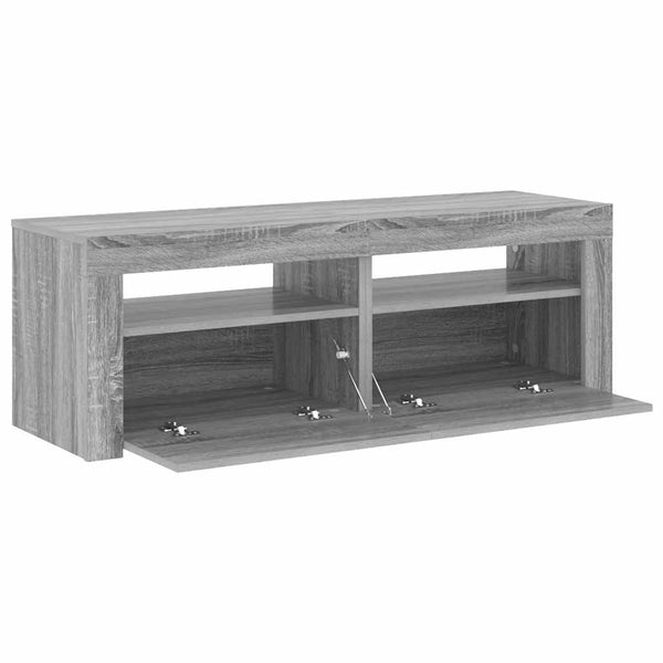 Graues TV-Möbel Athema 120x35x40cm mit LED-Beleuchtung (Sonoma)