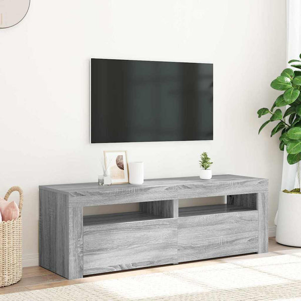 Graues TV-Möbel Athema 120x35x40cm mit LED-Beleuchtung (Sonoma)