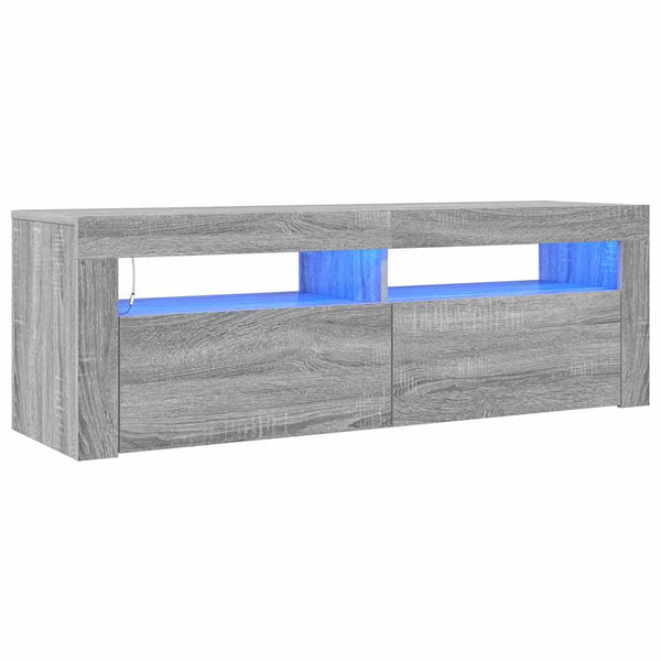 Graues TV-Möbel mit LED-Beleuchtung Nunut 120x35x40cm (Sonoma)