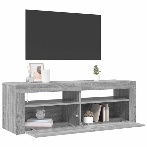 Graues TV-Möbel mit LED-Beleuchtung Nunut 120x35x40cm (Sonoma)