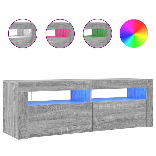Graues TV-Möbel mit LED-Beleuchtung Nunut 120x35x40cm (Sonoma)