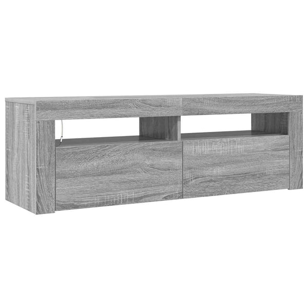 Graues TV-Möbel mit LED-Beleuchtung Nunut 120x35x40cm (Sonoma)