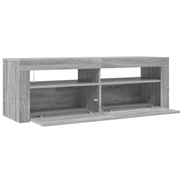 Graues TV-Möbel mit LED-Beleuchtung Nunut 120x35x40cm (Sonoma)