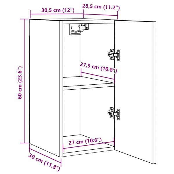 Graues TV-Möbel Resina 30,5x30x60cm (Holz)