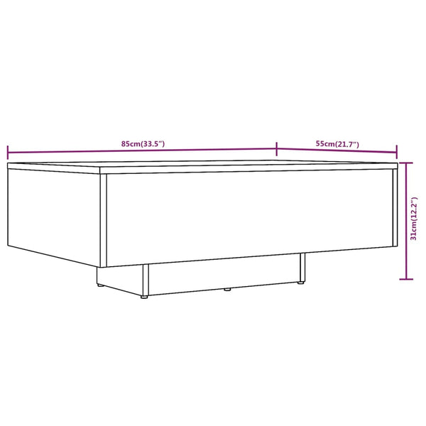 Grauer Couchtisch Carlene 85x55x31cm (Holz)