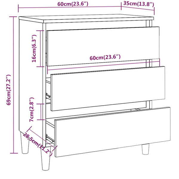 Sideboard Rezuca aus Rauchereiche 60x35x69cm (Holz)